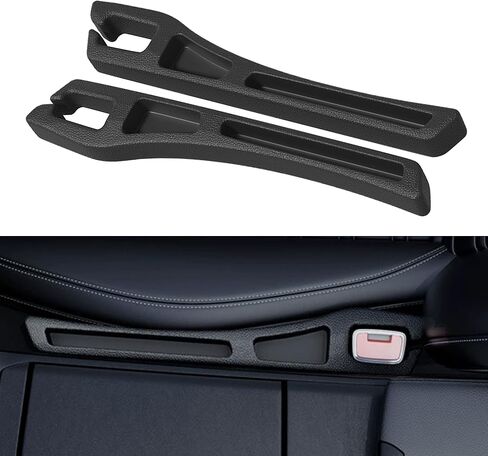 Car Seat Gap Filler Organizer, 2PCS Multifunctional Vehicle Fill Gap Blocker with Storage Slot Between Seat & Console, Anti-Drop Auto Interior Organization, Universal Fit (Black) in Kuwait
