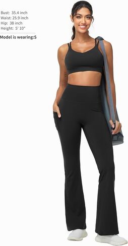 THE GYM PEOPLE Women's Scrunch Butt Lifting Flare Yoga Pants High Waist Bell Bottom Workout Leggings with Pockets in Saudi Arabia