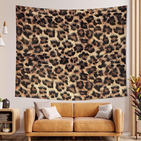 Imirell ليوبارد طباعة نسيج 59Wx51H بوصة قوية النمر الفهد الغابة البرية سفاري الجلد الفراء الأسود والبني الحياة البرية الفن شنقا غرفة نوم غرفة المعيشة النوم جدار البطانيات ديكور المنزل النسيج in Kuwait