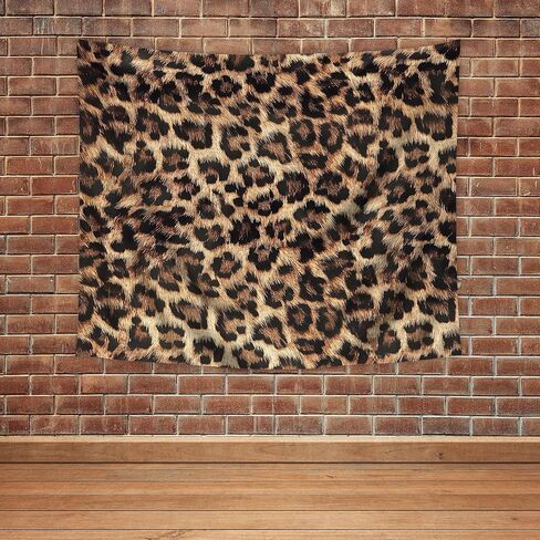 Imirell ليوبارد طباعة نسيج 59Wx51H بوصة قوية النمر الفهد الغابة البرية سفاري الجلد الفراء الأسود والبني الحياة البرية الفن شنقا غرفة نوم غرفة المعيشة النوم جدار البطانيات ديكور المنزل النسيج in Kuwait