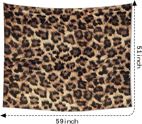 Imirell ليوبارد طباعة نسيج 59Wx51H بوصة قوية النمر الفهد الغابة البرية سفاري الجلد الفراء الأسود والبني الحياة البرية الفن شنقا غرفة نوم غرفة المعيشة النوم جدار البطانيات ديكور المنزل النسيج in Kuwait