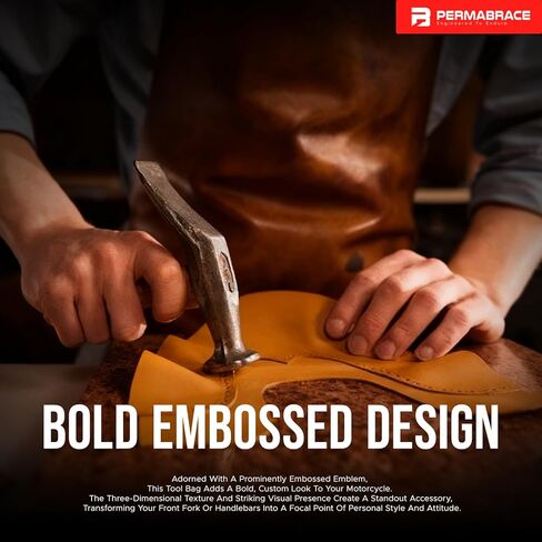 motorcycle front bag, PU Leather Front Fork & Handlebar Saddlebag with Eagle Design - Waterproof Storage Pouch for Harley Davidson, Compatible with Most Cruiser Motorcycles in Kuwait