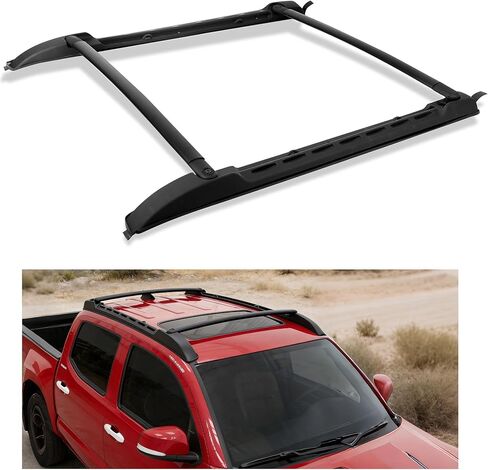 سياج جانبي لرف السقف + قضبان متقاطعة متوافقة مع 2005-2023 Toyota Tacoma Crew Cab لاستبدال PT278-35170 سياج جانبي من الألومنيوم وقضبان متقاطعة لحامل الأمتعة الكهربائي باللون الأسود in Saudi Arabia