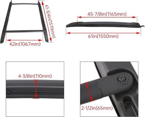 سياج جانبي لرف السقف + قضبان متقاطعة متوافقة مع 2005-2023 Toyota Tacoma Crew Cab لاستبدال PT278-35170 سياج جانبي من الألومنيوم وقضبان متقاطعة لحامل الأمتعة الكهربائي باللون الأسود in Saudi Arabia