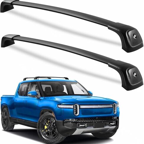 Lockable Roof Rack Cross Bars Fits for Rivian R1T Pickup Cab 2022 2023 2024 2025 (Not for Bed) Pickup Truck Heavy Duty 220lbs Anti-Theft Aluminum Roof Rails Crossbars Luggage Cargo Carrier in Kuwait
