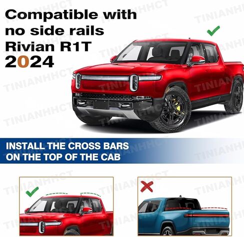 Lockable Roof Rack Cross Bars Fits for Rivian R1T Pickup Cab 2022 2023 2024 2025 (Not for Bed) Pickup Truck Heavy Duty 220lbs Anti-Theft Aluminum Roof Rails Crossbars Luggage Cargo Carrier in Kuwait
