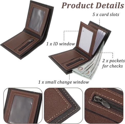 MAQUITA 12 Pcs Leather Photo Wallet for Men PU Leather Bifold Wallets Durable Design, Multiple Card Slots, Gifts for Men with Pockets for DIY in Saudi Arabia