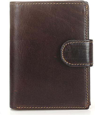 Irsutey Men's Short Leather Wallet Retro Change Clip Cowhide Vertical Card Bag Large Capacity (Brown) in Kuwait