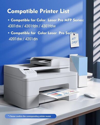 4 خراطيش حبر 210A (مع شريحة) - بديلة لطابعة HP 210A 210X، تعمل مع طابعة HP Color LaserJet Pro MFP 4301fdw اللاسلكية، MFP Pro 4301fdn 4201dw 4201dn 4301 4201 Series Printer | W2100A in Kuwait