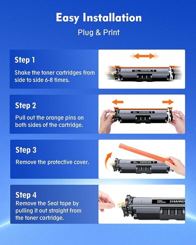 4 خراطيش حبر 210A (مع شريحة) - بديلة لطابعة HP 210A 210X، تعمل مع طابعة HP Color LaserJet Pro MFP 4301fdw اللاسلكية، MFP Pro 4301fdn 4201dw 4201dn 4301 4201 Series Printer | W2100A in Kuwait