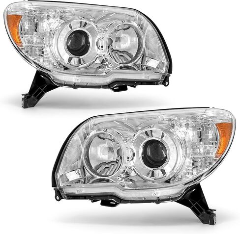 Headlight Compatible with Toyota 2006 2007 2008 2009 Chrome Housing Amber Reflector,4th gen 4runner Projector Headlamp Left and Right Replacement Pair in Saudi Arabia
