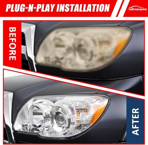 Headlight Compatible with Toyota 2006 2007 2008 2009 Chrome Housing Amber Reflector,4th gen 4runner Projector Headlamp Left and Right Replacement Pair in Saudi Arabia