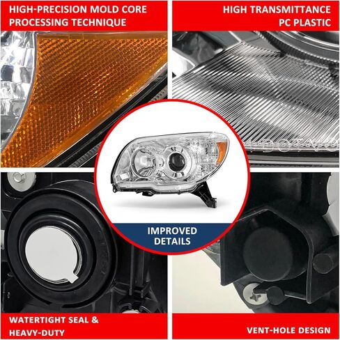 Headlight Compatible with Toyota 2006 2007 2008 2009 Chrome Housing Amber Reflector,4th gen 4runner Projector Headlamp Left and Right Replacement Pair in Saudi Arabia