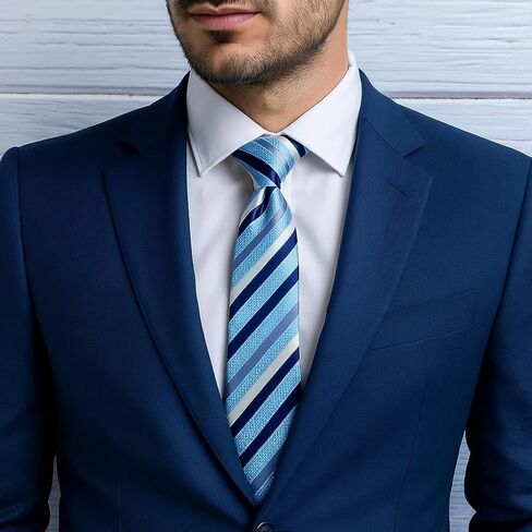 Mens Tie 3.15'' Width Blue Ties For Men Business or Wedding Party Necktie With Gift Box in Saudi Arabia