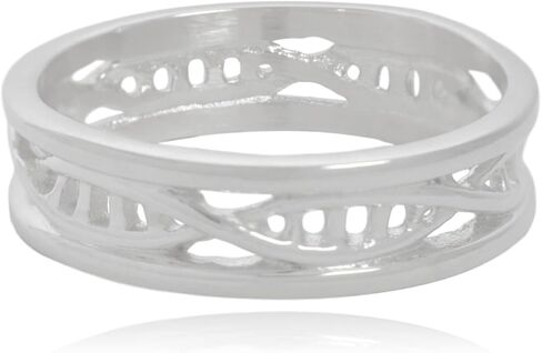 DNA Double Helix DeoxyriboNucleic Acid Science Stainless Steel Ring with Trim in Saudi Arabia