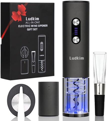 Electric Wine Opener Set, All-in-One Wine Gift Set With Electric Aerator Dispenser, Automatic Electric Corkscrew, Automatic Saver Vaccum Pump, Foil Cutter and Gift Box in Saudi Arabia