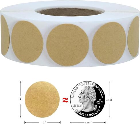 1000 قطعة من ملصقات كرافت المنقطة، ملصقات مستديرة باللون البني الفاتح مقاس 1 بوصة، ورق طبيعي لتعليب الجرار والأظرف والترميز والفصول الدراسية والمكاتب والمستودعات والحزم والدفاتر والجدران in Kuwait