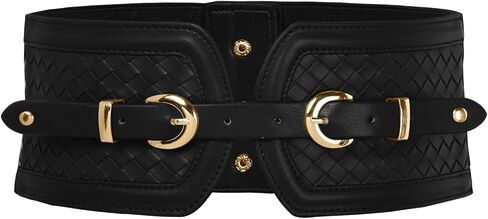 Scarlet Darkness Wide Elastic Belts for Women Stretchy Corset Belt with Double Gold Buckle Waist Belt for Dresses in Saudi Arabia