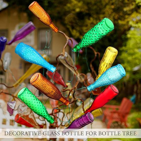 Zhehao 12 Pcs Decorative Colored Glass Bottles 6 Shapes Garden Wine Bottles Colorful Empty Glass Container Vases for Tree Garden Yard Outdoor Home Decorations, 6 Colors in Saudi Arabia