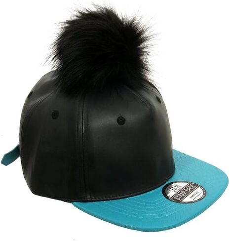 Occasions Gift Giving Colorful Faux Leather Pom Pom Snapback Baseball Hat Cap w/Watch Strap Closure in Saudi Arabia