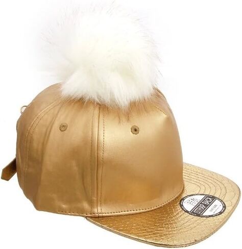 Occasions Gift Giving Colorful Faux Leather Pom Pom Snapback Baseball Hat Cap w/Watch Strap Closure in Saudi Arabia