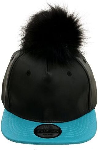 Occasions Gift Giving Colorful Faux Leather Pom Pom Snapback Baseball Hat Cap w/Watch Strap Closure in Saudi Arabia