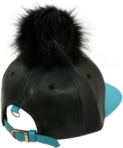 Occasions Gift Giving Colorful Faux Leather Pom Pom Snapback Baseball Hat Cap w/Watch Strap Closure in Saudi Arabia