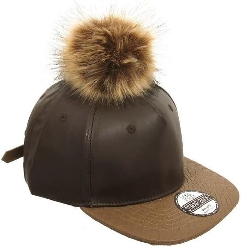 Occasions Gift Giving Colorful Faux Leather Pom Pom Snapback Baseball Hat Cap w/Watch Strap Closure in Saudi Arabia