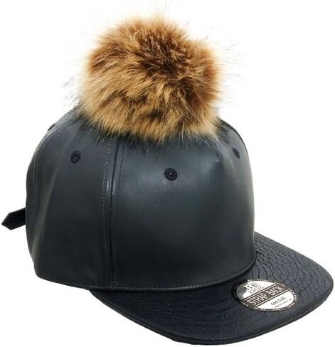 Occasions Gift Giving Colorful Faux Leather Pom Pom Snapback Baseball Hat Cap w/Watch Strap Closure in Saudi Arabia
