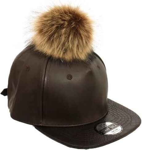 Occasions Gift Giving Colorful Faux Leather Pom Pom Snapback Baseball Hat Cap w/Watch Strap Closure in Saudi Arabia