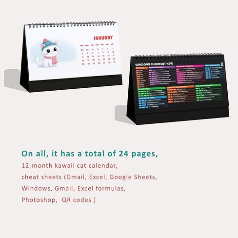 Excel ورقة الغش لوحة مكتب 10x5 مع تقويم مكتب 2026-2027 ورقة الغش في جداول بيانات Google وورقة الغش Python اختصارات Gmail | مفاتيح اختصار Photoshop وWindows - 12 صفحة (طباعة على الوجهين) in Kuwait