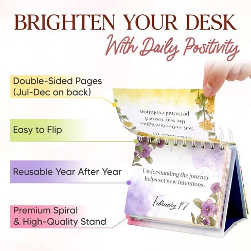 Perpetual Motivational Daily Calendar - Inspirational Gifts for Women, Office Decor for Women Desk, Desk Accessories for Office - Motivational Daily Flip Calendar with 366 Positive Affirmations Quotes in Saudi Arabia