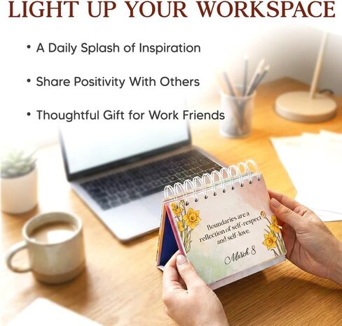 Perpetual Motivational Daily Calendar - Inspirational Gifts for Women, Office Decor for Women Desk, Desk Accessories for Office - Motivational Daily Flip Calendar with 366 Positive Affirmations Quotes in Saudi Arabia