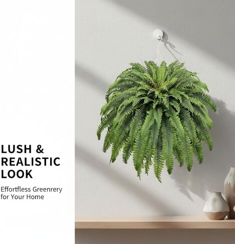 نباتات سرخس صناعية كبيرة مقاس 50 بوصة، 98 سعفة 2 سرخس صناعي للخارج والداخل، مناسبة لديكور مكتب الشرفة والحديقة in Kuwait