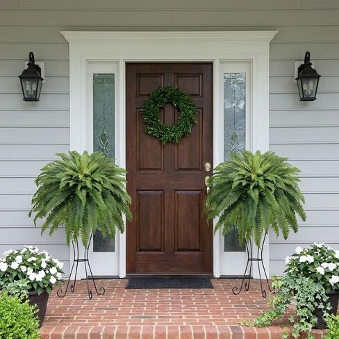 نباتات سرخس صناعية كبيرة مقاس 50 بوصة، 98 سعفة 2 سرخس صناعي للخارج والداخل، مناسبة لديكور مكتب الشرفة والحديقة in Kuwait