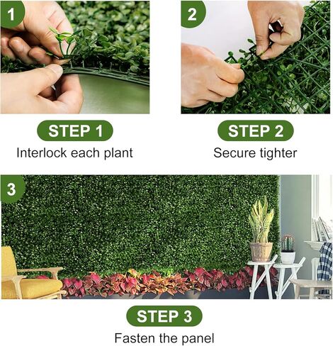 12 قطعة من ألواح خشب البقس الاصطناعي مقاس 60.96 سم × 40.64 سم، لوحة حائط عشبية، ألواح حائط سياج من خشب البقس محمية من الأشعة فوق البنفسجية مناسبة لديكور الحائط الأخضر الاصطناعي، ديكور حديقة السياج في الفناء الخلفي للزفاف in Kuwait