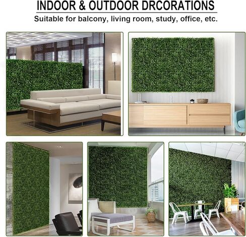 12 قطعة من ألواح خشب البقس الاصطناعي مقاس 60.96 سم × 40.64 سم، لوحة حائط عشبية، ألواح حائط سياج من خشب البقس محمية من الأشعة فوق البنفسجية مناسبة لديكور الحائط الأخضر الاصطناعي، ديكور حديقة السياج في الفناء الخلفي للزفاف in Kuwait