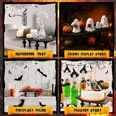 صينية تقديم نعش الهالوين مقاس 13.4 × 6.7 بوصة عرض طاولة التابوت القوطية مع 4 أرجل صينية خشبية عتيقة مخيفة لوحة محورية للهالوين لطاولة صحن الصابون وحامل القهوة وبار ديكور الحفلات القوطية in Kuwait