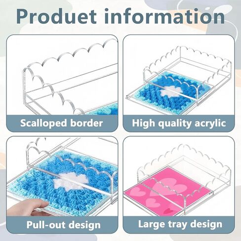 Scalloped Edge Acrylic Tray for Needlepoint Insert, 8x8 Clear Decorative Tray for Self Finishing Embroidery, Premium Thickened Acrylic Serving Tray with Removable Bottom for Home Decor and Gifts in Saudi Arabia