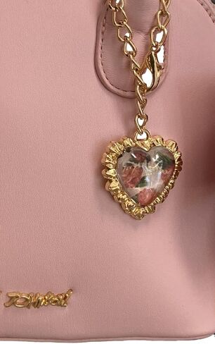 Betsey Johnson Holly Feminine MINI Double Sided Bow Detail W/Detachable Gold Tone Cameo Pendant Light Pink Faux Leather MINI Satchel Crossbody in Saudi Arabia