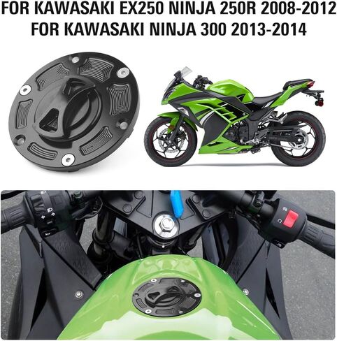 Three T Keyless Twist Off Gas Tank Cap Cover for Kawasaki Ninja 250R 2008-2012, Ninja 300 2013-2014, Red in Saudi Arabia