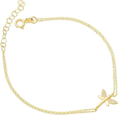 Dragonfly Bracelet, 14K Solid Gold Animal Bracelet, Dainty initial Dragonfly Bracelet, Minimalist 14K Gold Dragonfly Bracelet in Kuwait