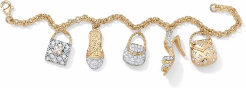 PalmBeach Goldtone Round Pave Cubic Zirconia Purse and Shoe Fashion Charm Bracelet 7.5 inches in Saudi Arabia