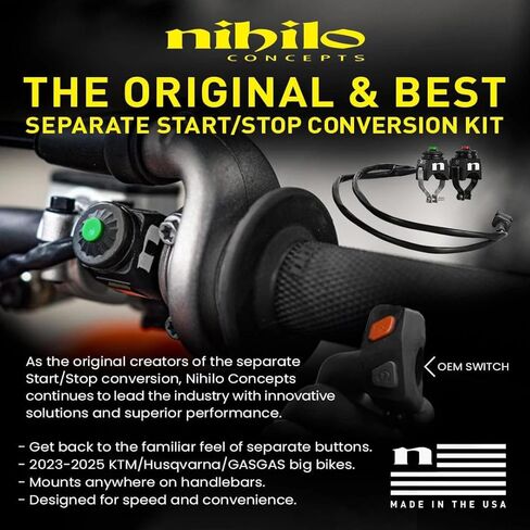 Nihilo Concepts استبدال أزرار البدء والإيقاف المنفصلة المتوافقة مع أزرار التحرير والسرد OEM لـ KTM، Husqvarna، GASGAS Big Bikes - ترقية زر منفصل in Kuwait