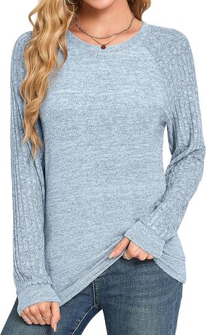 قمصان Desol بأكمام طويلة للنساء، قمصان تونيك للنساء كاجوال فضفاضة برقبة دائرية، سترات صوفية عصرية لخريف 2025 in Kuwait