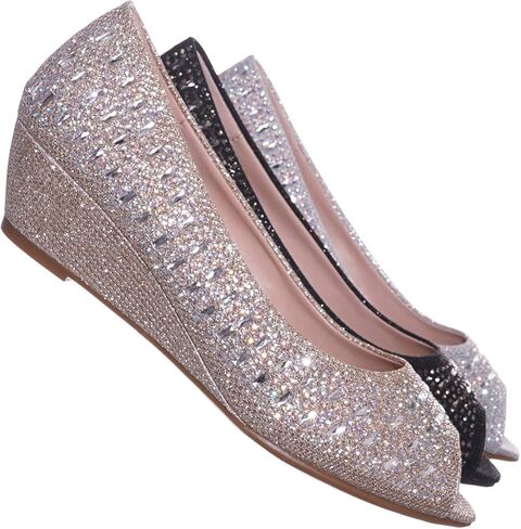 Forever Womens Low Wedge Heel Closed Toe Wedding Party Dress Sandals in Saudi Arabia