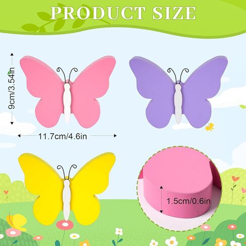 3Pcs Spring Butterfly Decorations for Home, Rustic Wooden Butterfly Decorative Accessories Spring Table Centerpiece Tiered Tray Decor in Saudi Arabia