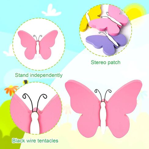 3Pcs Spring Butterfly Decorations for Home, Rustic Wooden Butterfly Decorative Accessories Spring Table Centerpiece Tiered Tray Decor in Saudi Arabia