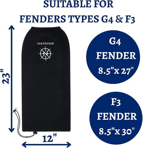 Boat Fender Covers 8"x23" Boat Bumper Cover Protects Against UV Damage and from Hull Rub Marks on Boat; Hard-Working, Durable Polyester Withstands Harsh Marine Environment, Navy Blue in Kuwait