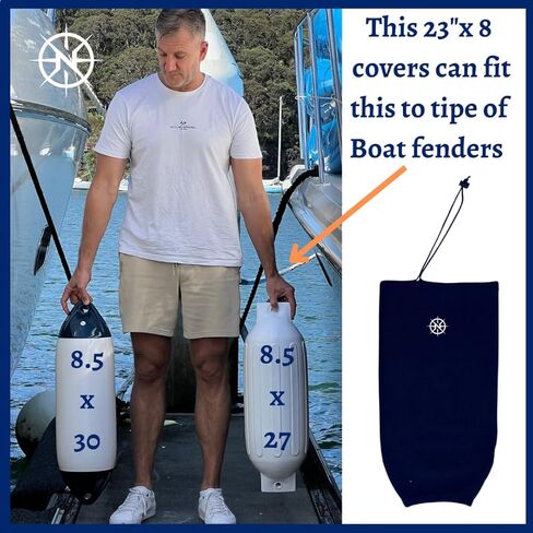 Boat Fender Covers 8"x23" Boat Bumper Cover Protects Against UV Damage and from Hull Rub Marks on Boat; Hard-Working, Durable Polyester Withstands Harsh Marine Environment, Navy Blue in Kuwait